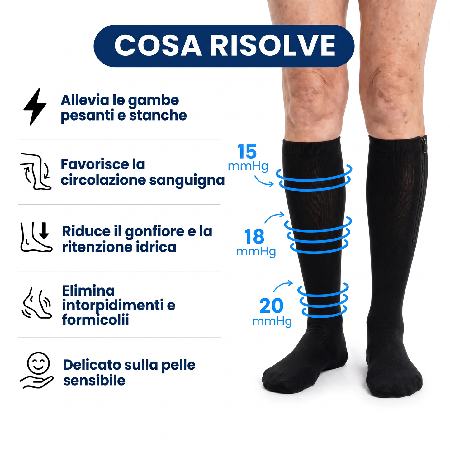Calze a compressione con cerniera